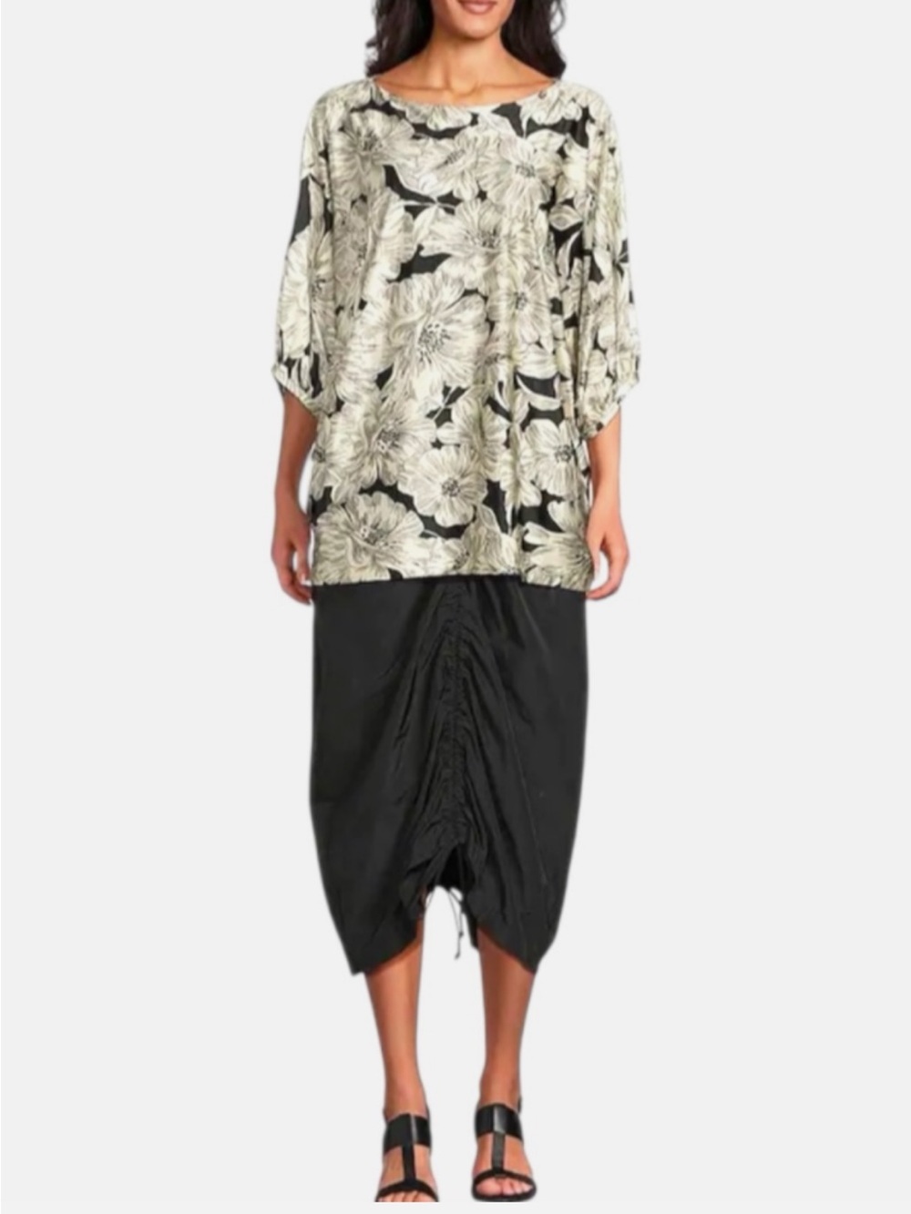 Bryn Walker Cleo Ruched Maxi Skirt Slate Gray Memory Crunch L